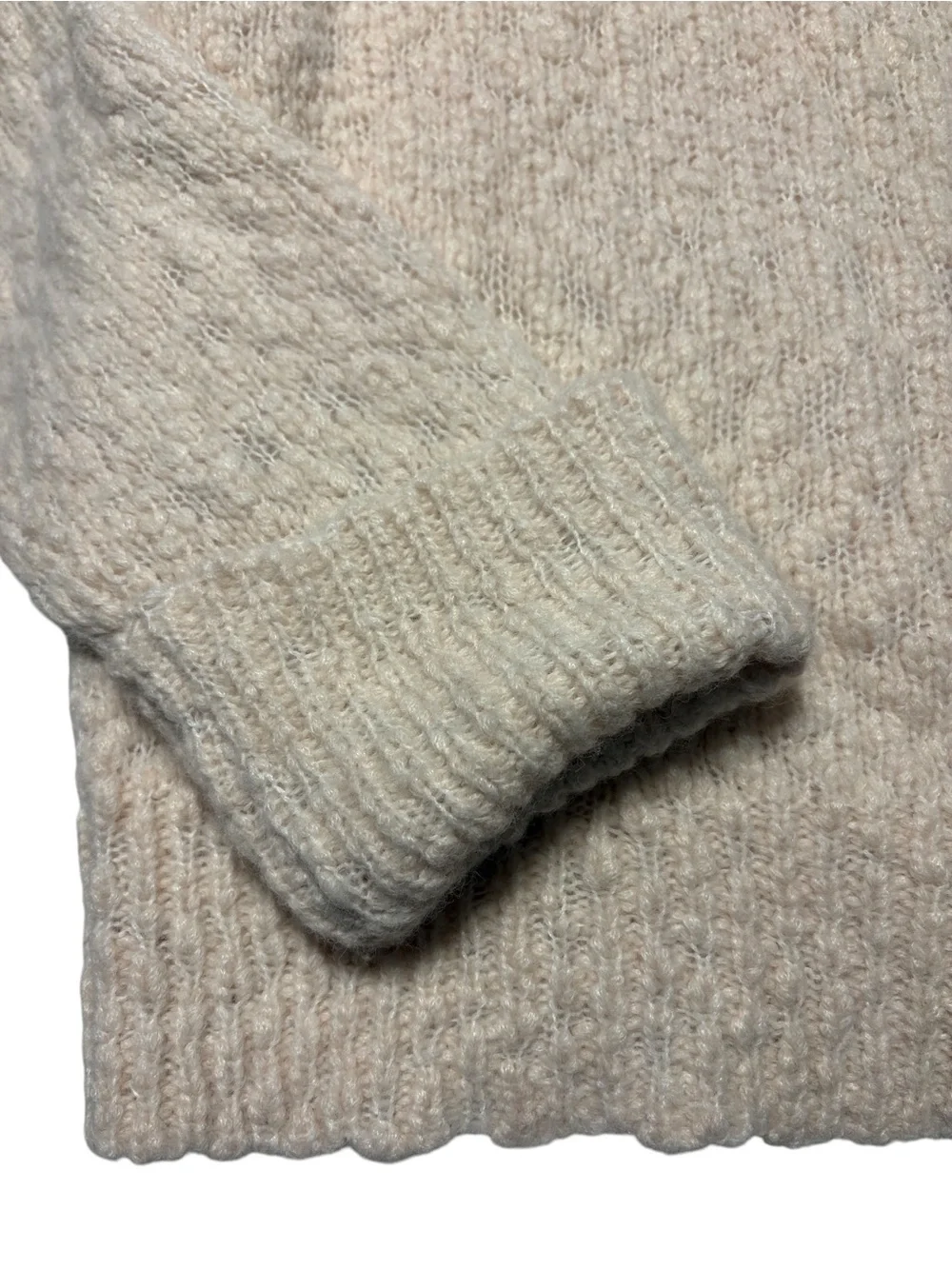 J. Crew Cuffed Mockneck Sweater Size XS Cream Textured Oversized Cozy Warm